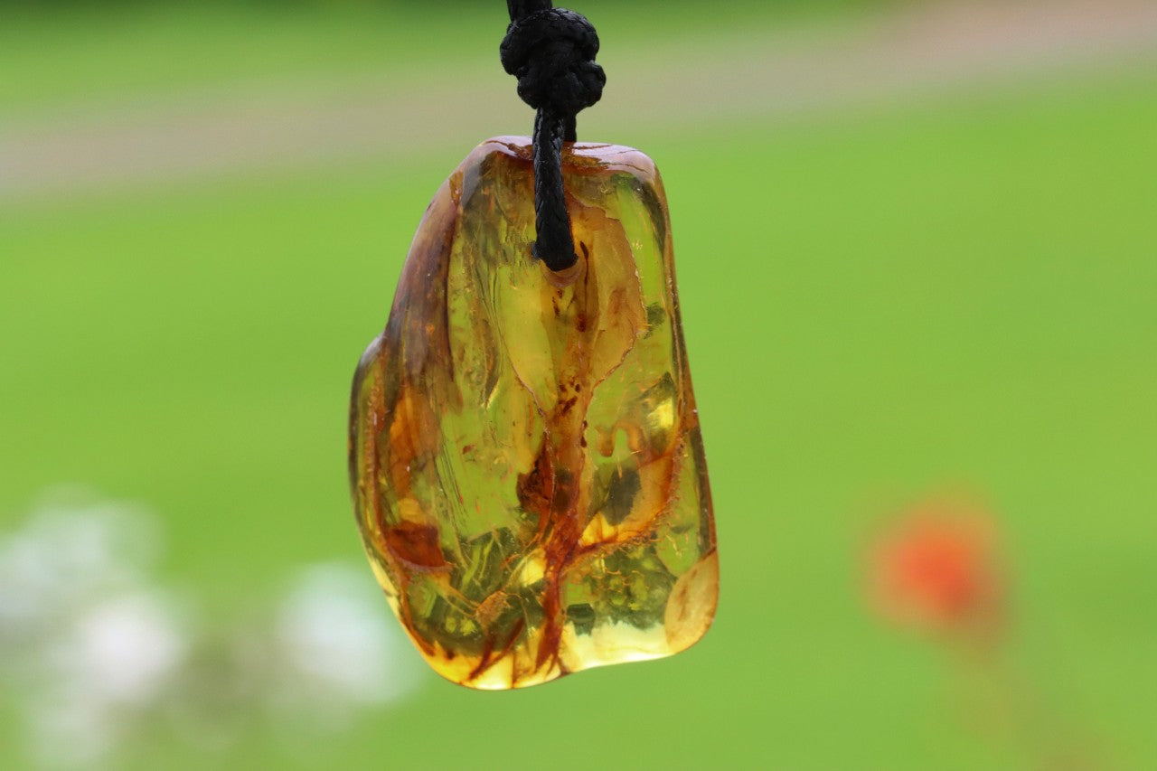 Amulet Necklace - Handmade Natural Baltic Amber Amulet Pendant
