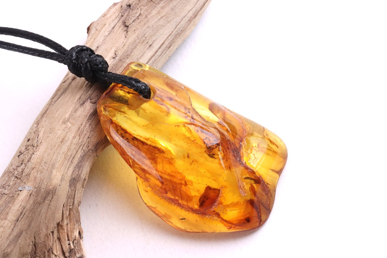 Amulet Necklace - Handmade Natural Baltic Amber Amulet Pendant