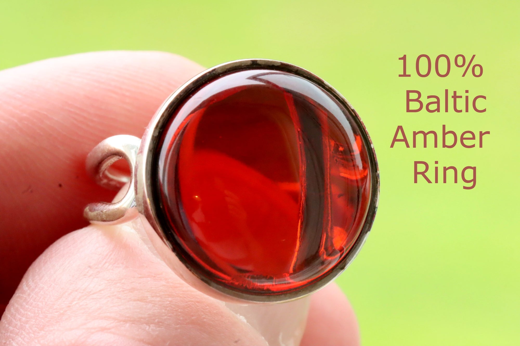 Natural Baltic Amber Ring – Handmade – Choose Color – Lithuania – Size 7-8