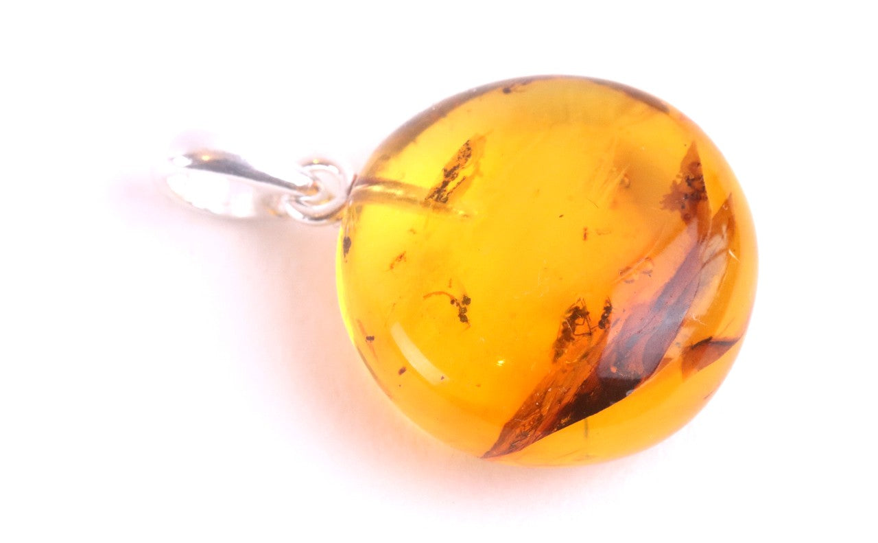 Sterling Silver Baltic Amber Pendant with 2 X Insect
