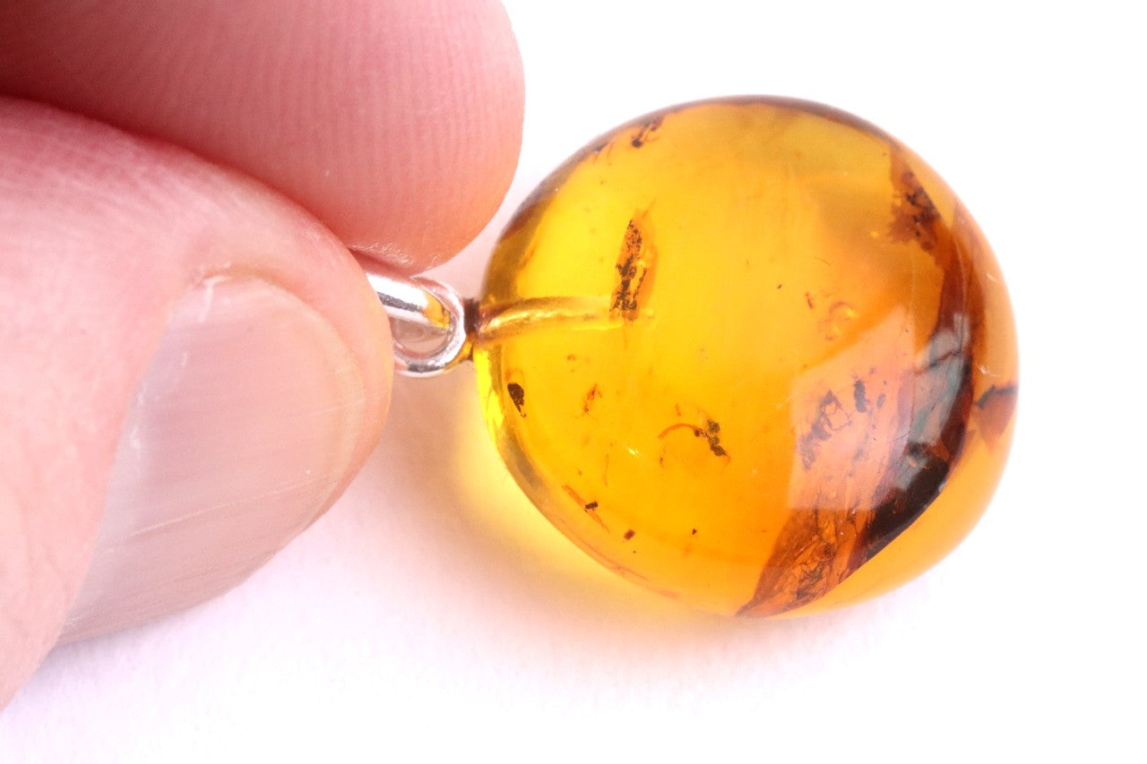 Sterling Silver Baltic Amber Pendant with 2 X Insect