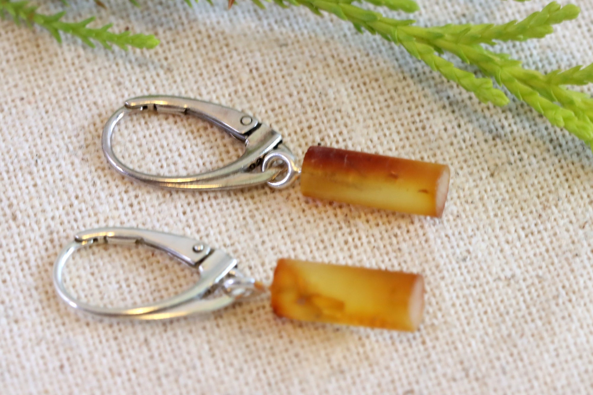Gender Neutral Jewelry Natural Amber on 925 Sterling Silver Earrings