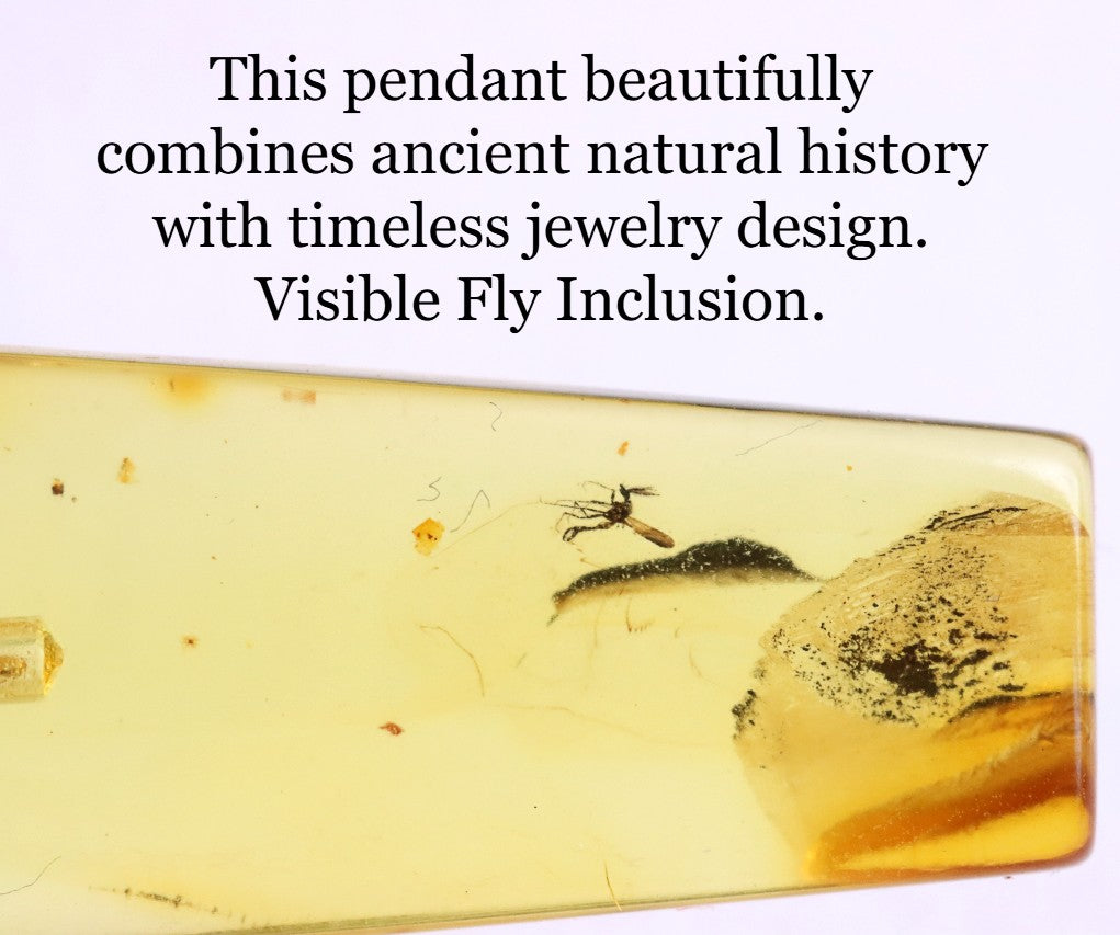 Natural Baltic Amber Pendant with Insect Inclusion – 925 Gold-Plated Silver Setting