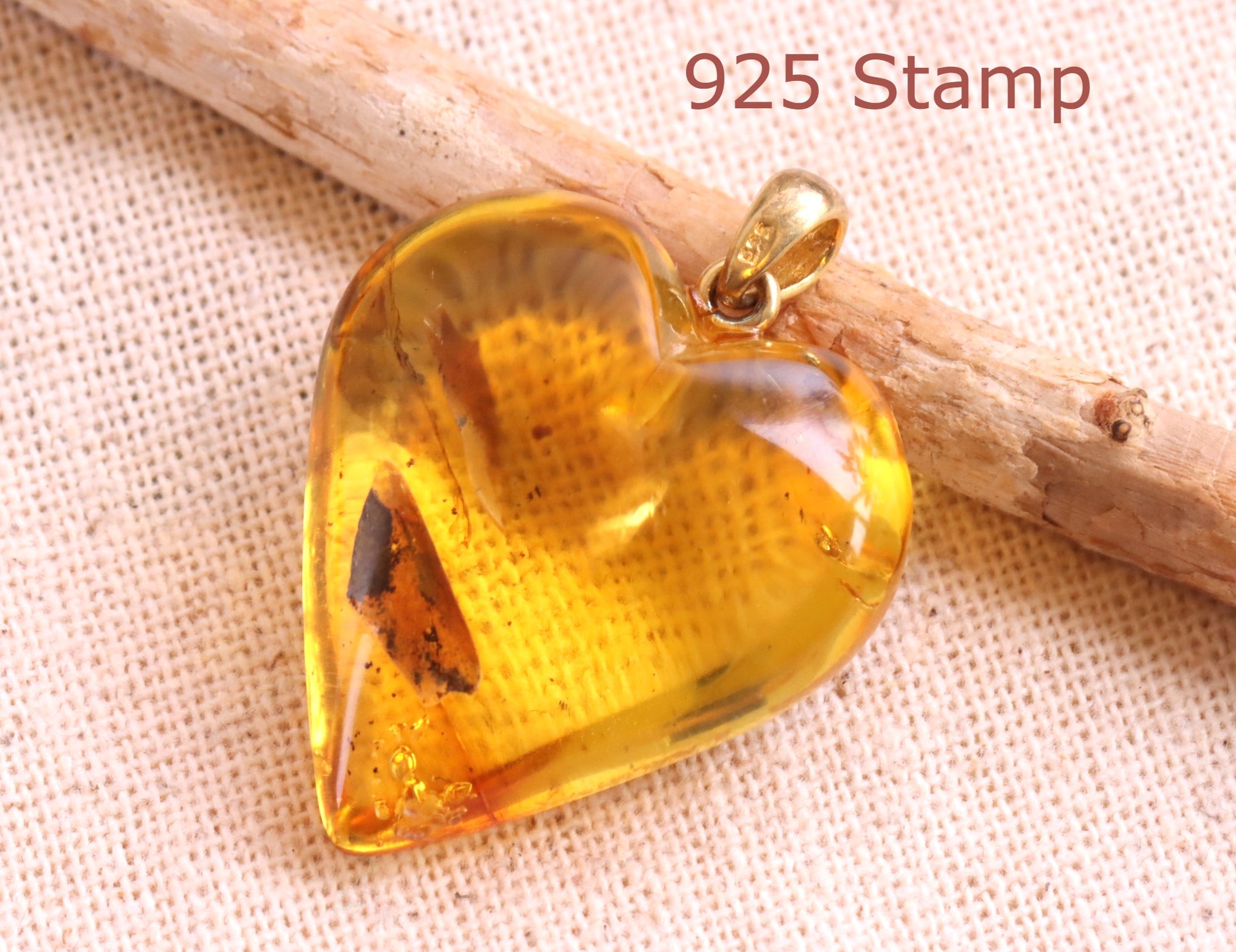Exclusive Gold plated Silver Baltic Amber Heart Pendant