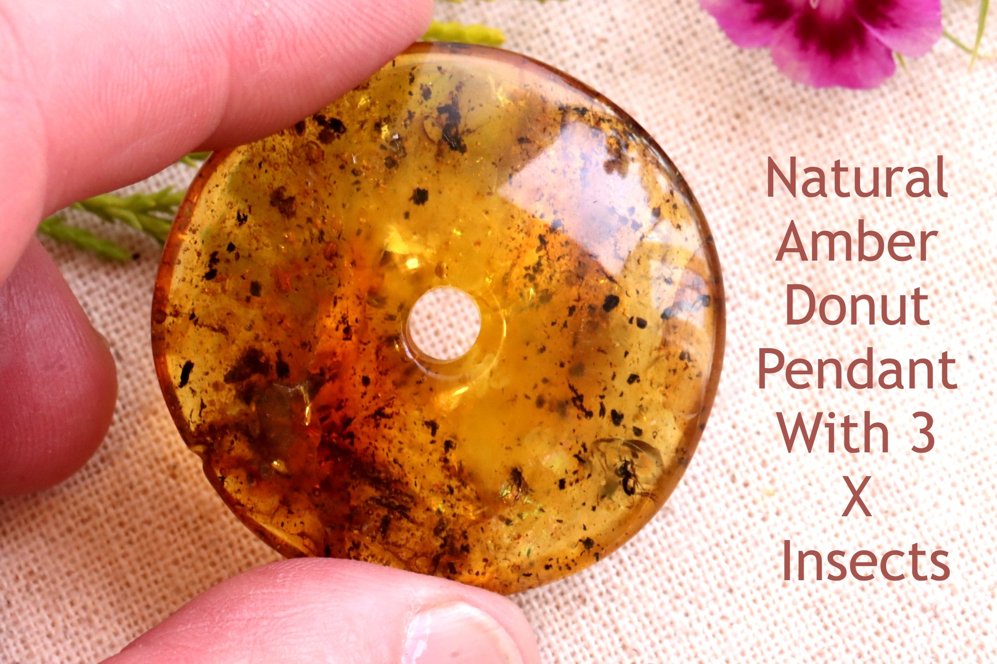 Unique Insects in Baltic Amber Amulet
