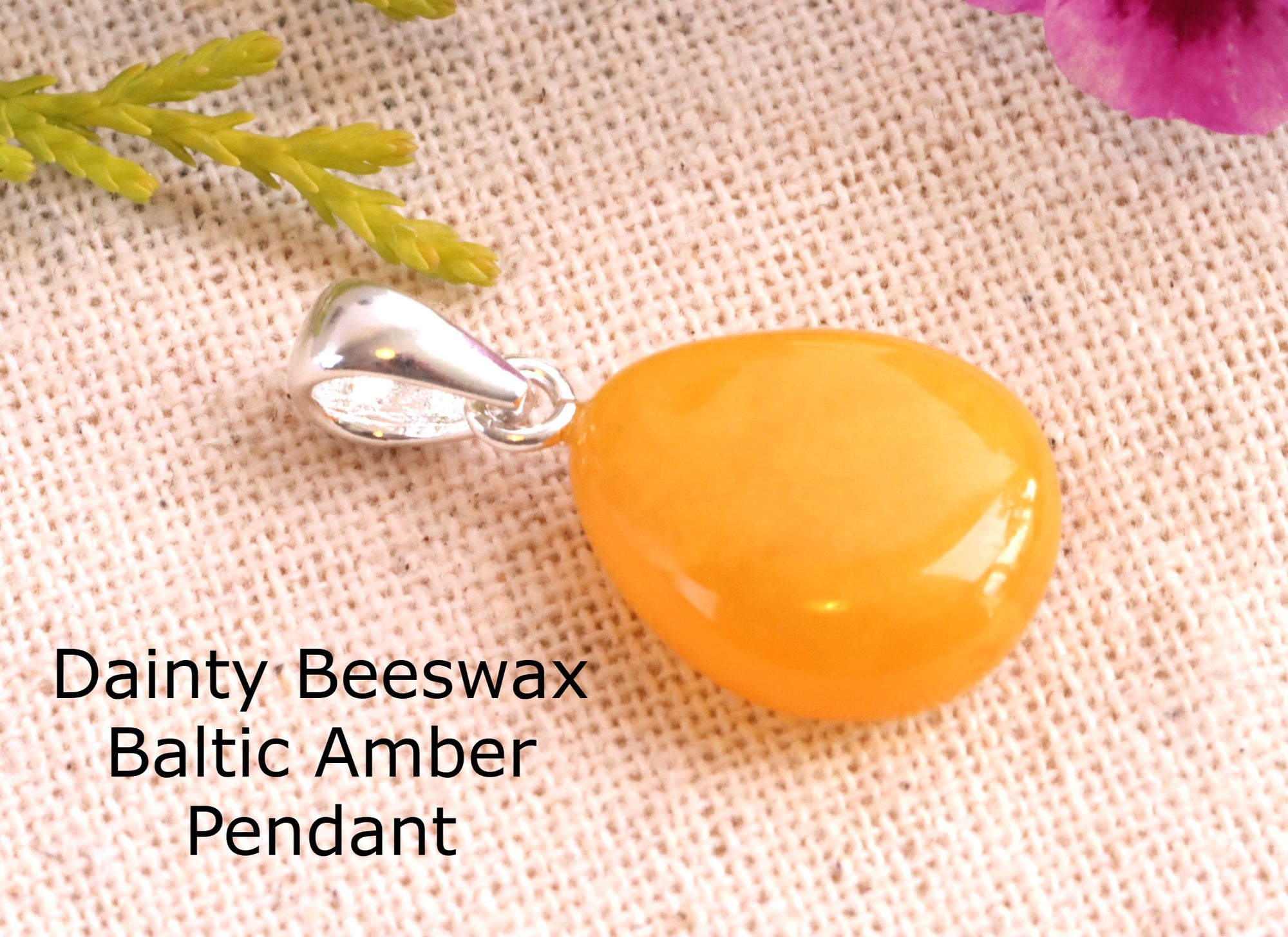 Tear Drop Beeswax Baltic Amber Pendant