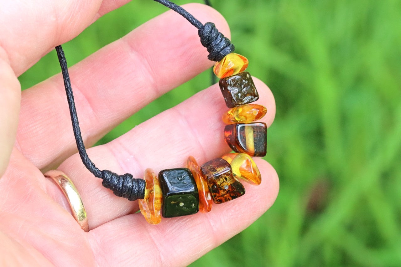 Amber Amulet Pendant Necklace