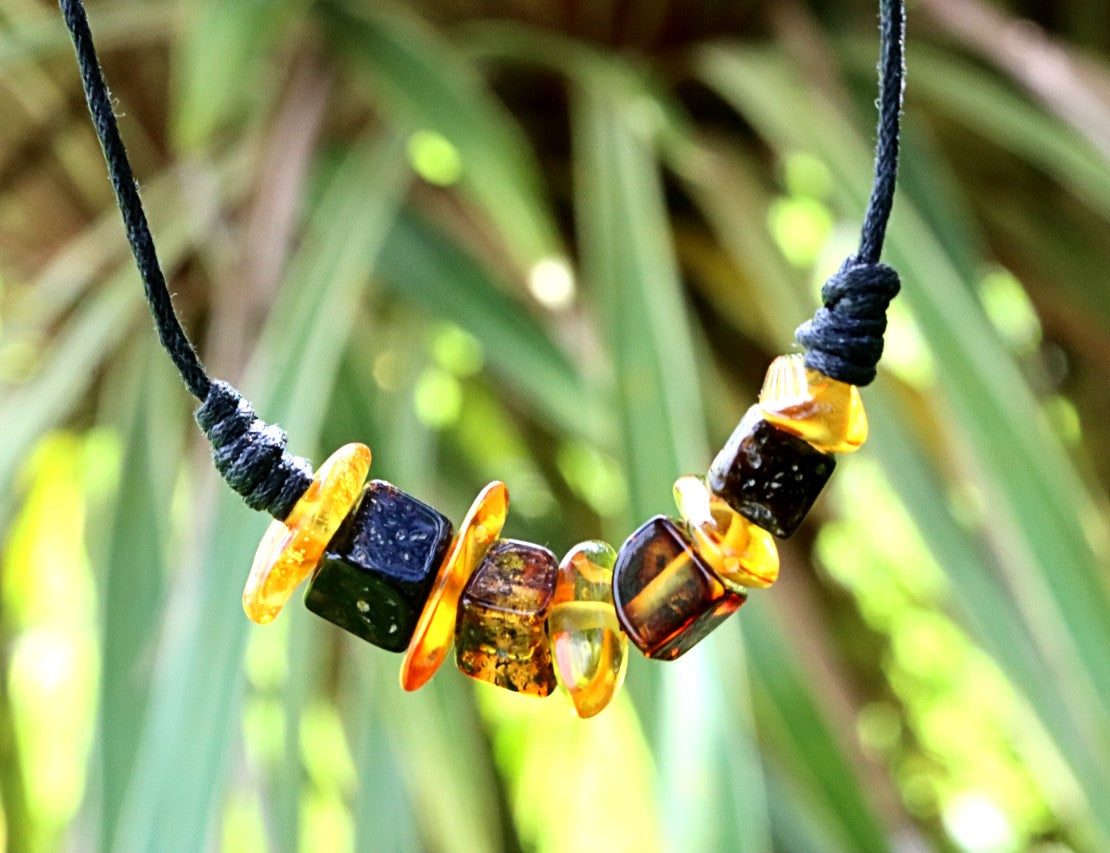 Amber Amulet Pendant Necklace