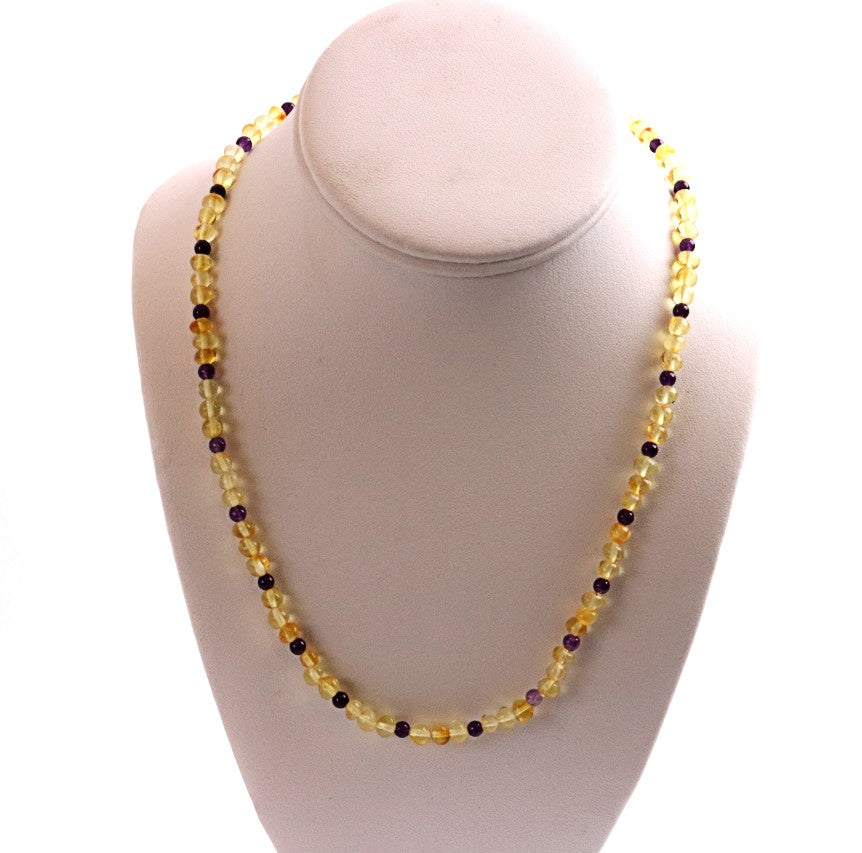 Amethyst and Baltic Amber Adult Necklace