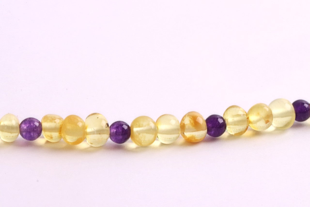 Amethyst and Baltic Amber Adult Necklace