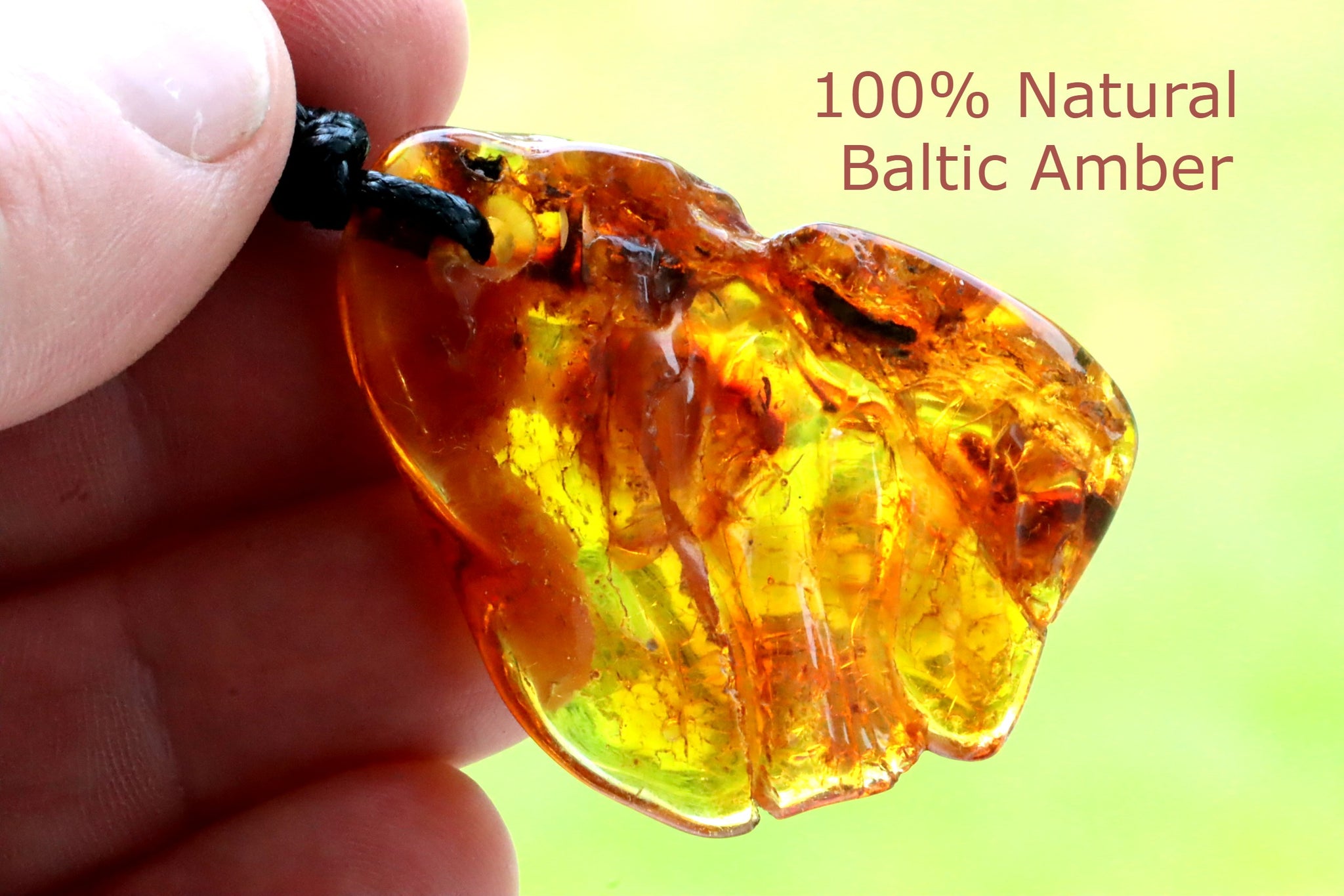 Natural Baltic Amber Amulet Pendant for Mindfulness and Protection
