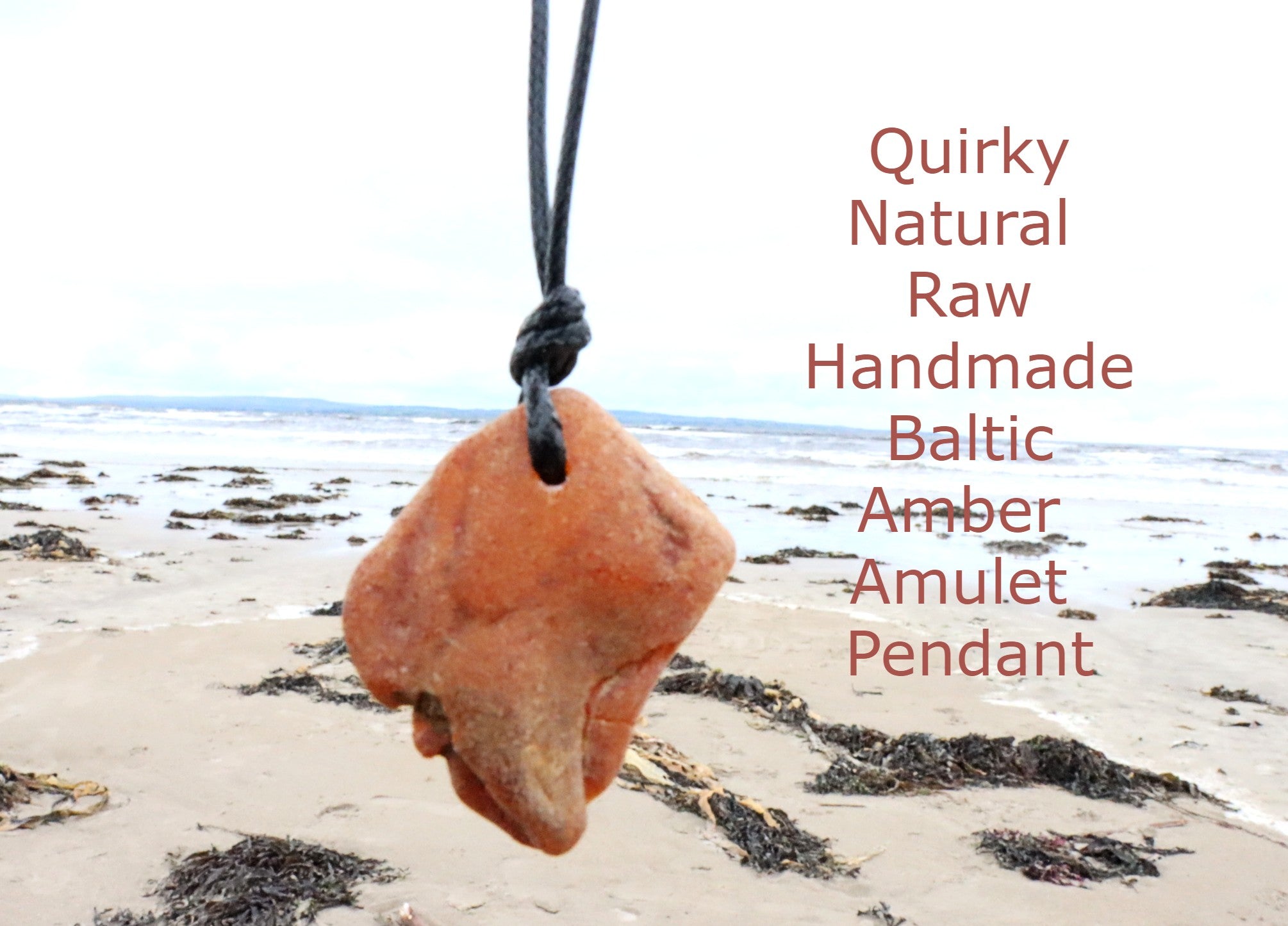 Quirky Natural Raw  Handmade Amber Amulet Pendant