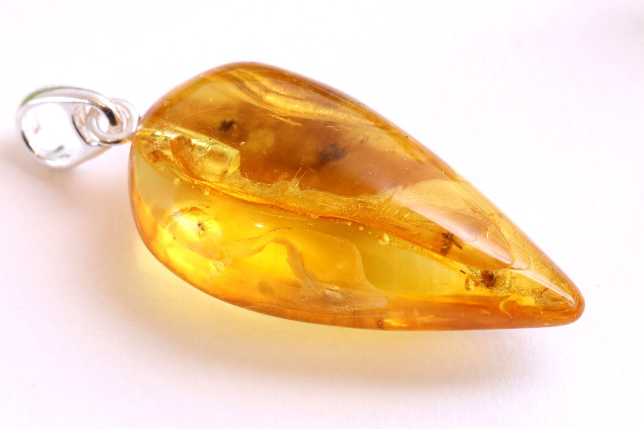 Handmade Sterling Silver Baltic Amber Pendant with Insect Inclusion