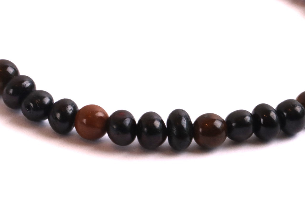 Dark Baltic Amber and Tigers Eye Adult Anklet