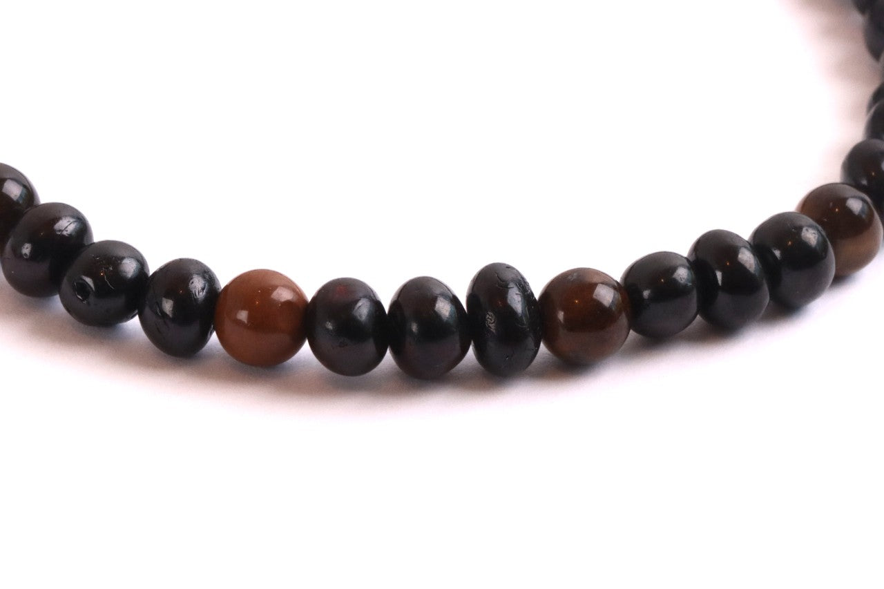 Dark Baltic Amber and Tigers Eye Adult Anklet