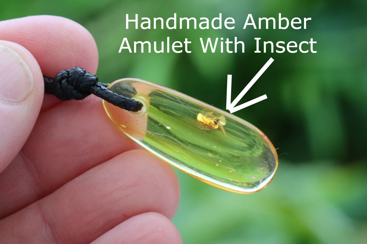 Baltic Amber Amulet Pendant with Insect Inclusion