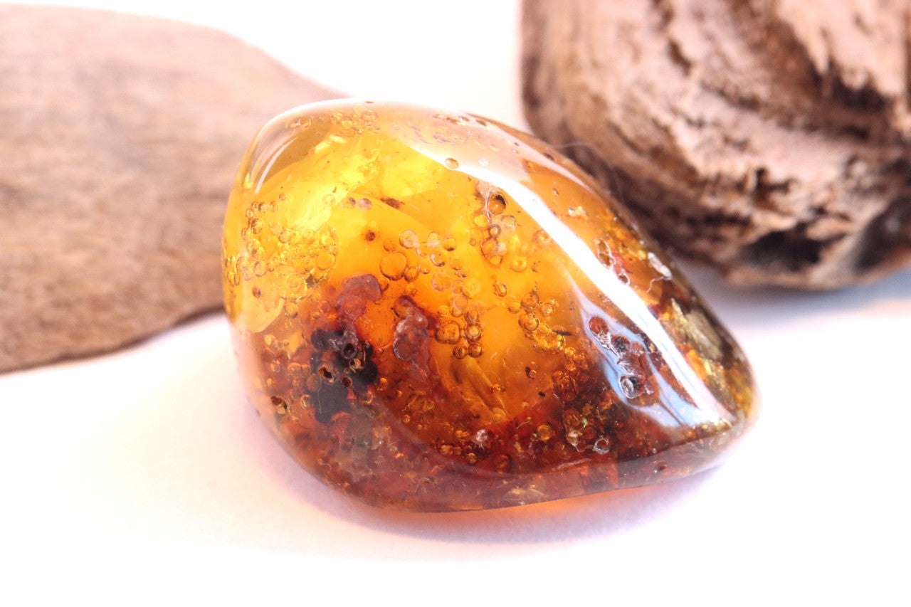 Unique Piece Of Amber With Air Bubbles and 2 X Insect Inclusions