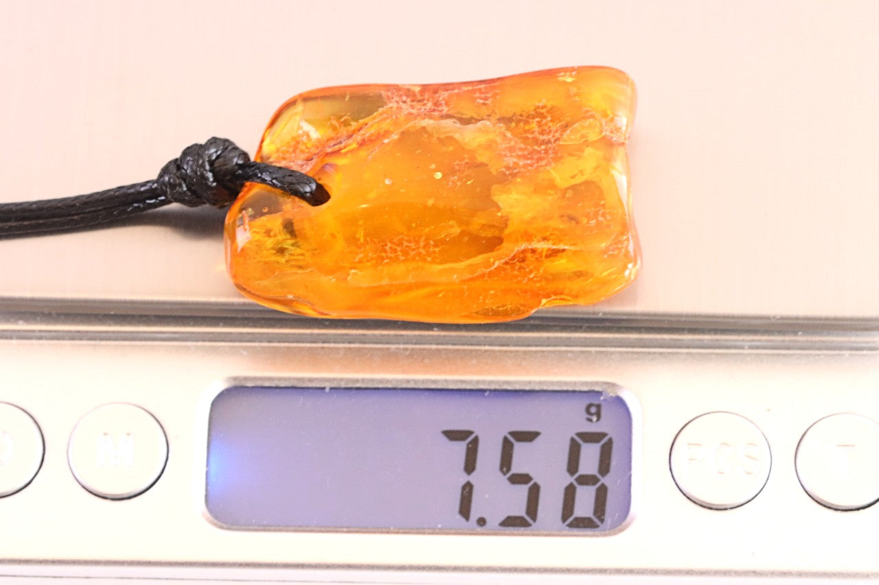 Baltic Amber Amulet with  40m Year Old Fossil Insect Inclusion