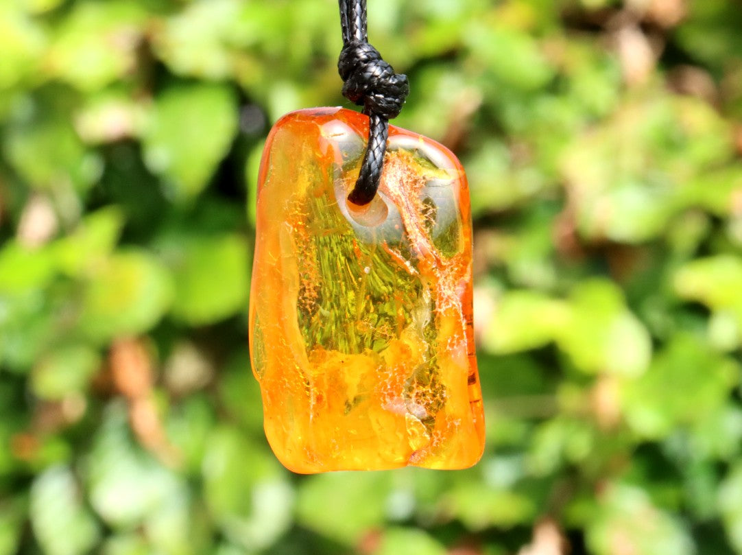 Baltic Amber Amulet with  40m Year Old Fossil Insect Inclusion