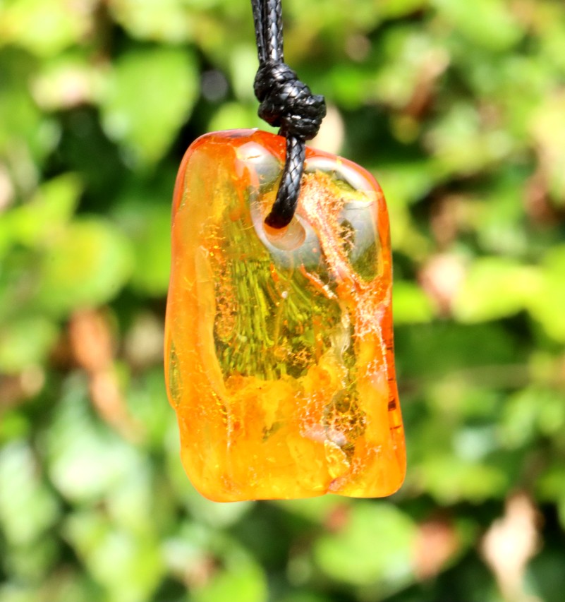 Baltic Amber Amulet with  40m Year Old Fossil Insect Inclusion