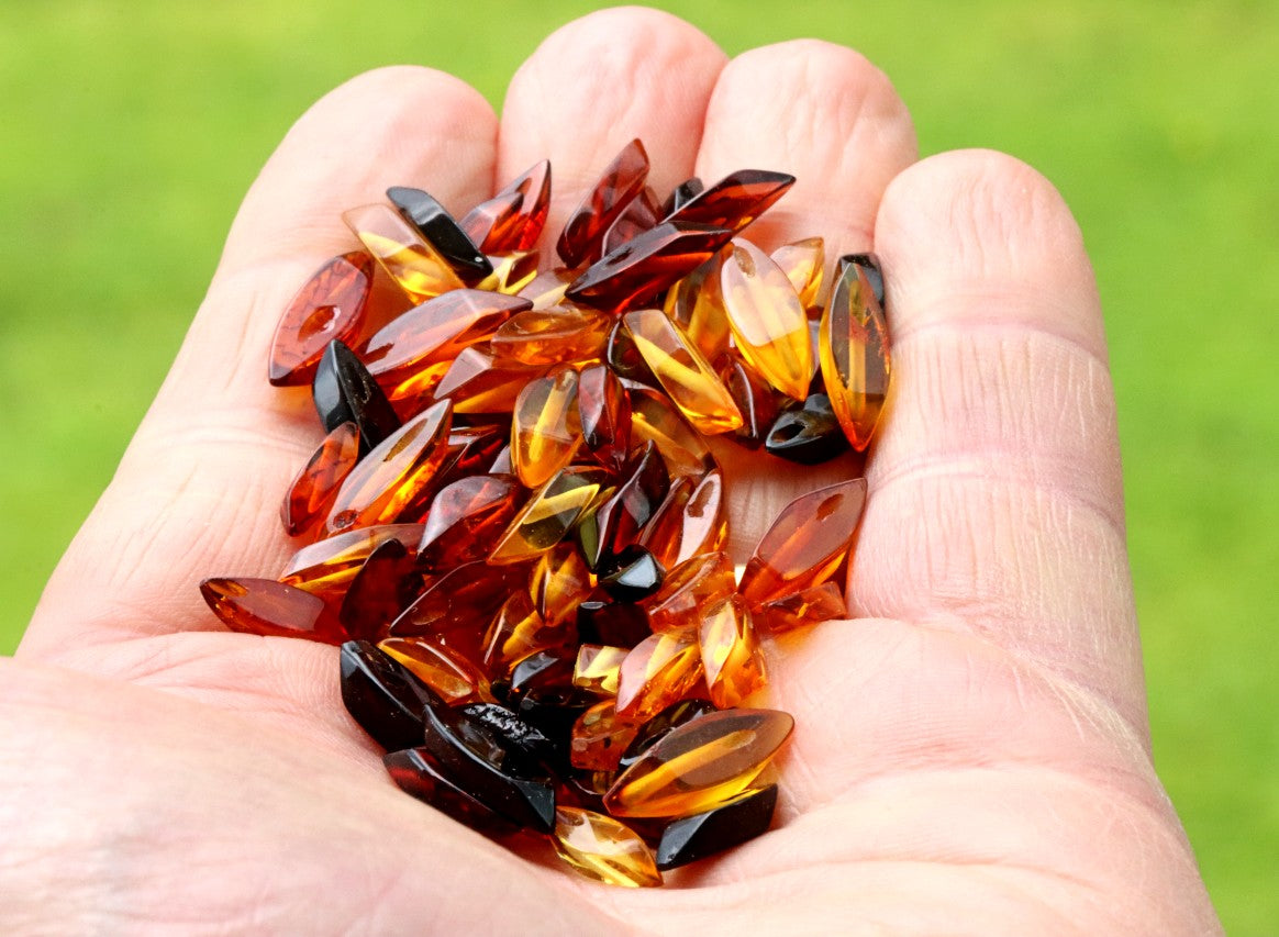 Hand-Cut Baltic Amber Beads with 1mm Holes | Diagonally Drilled Gemstones
