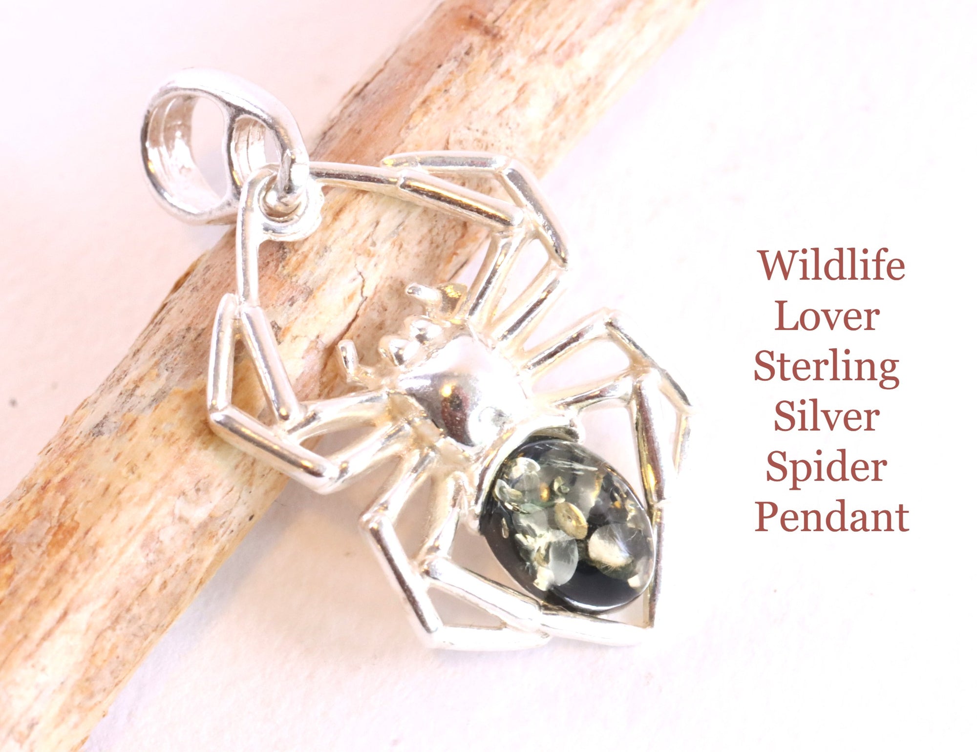 Wildlife Lover Sterling Silver Spider Pendant