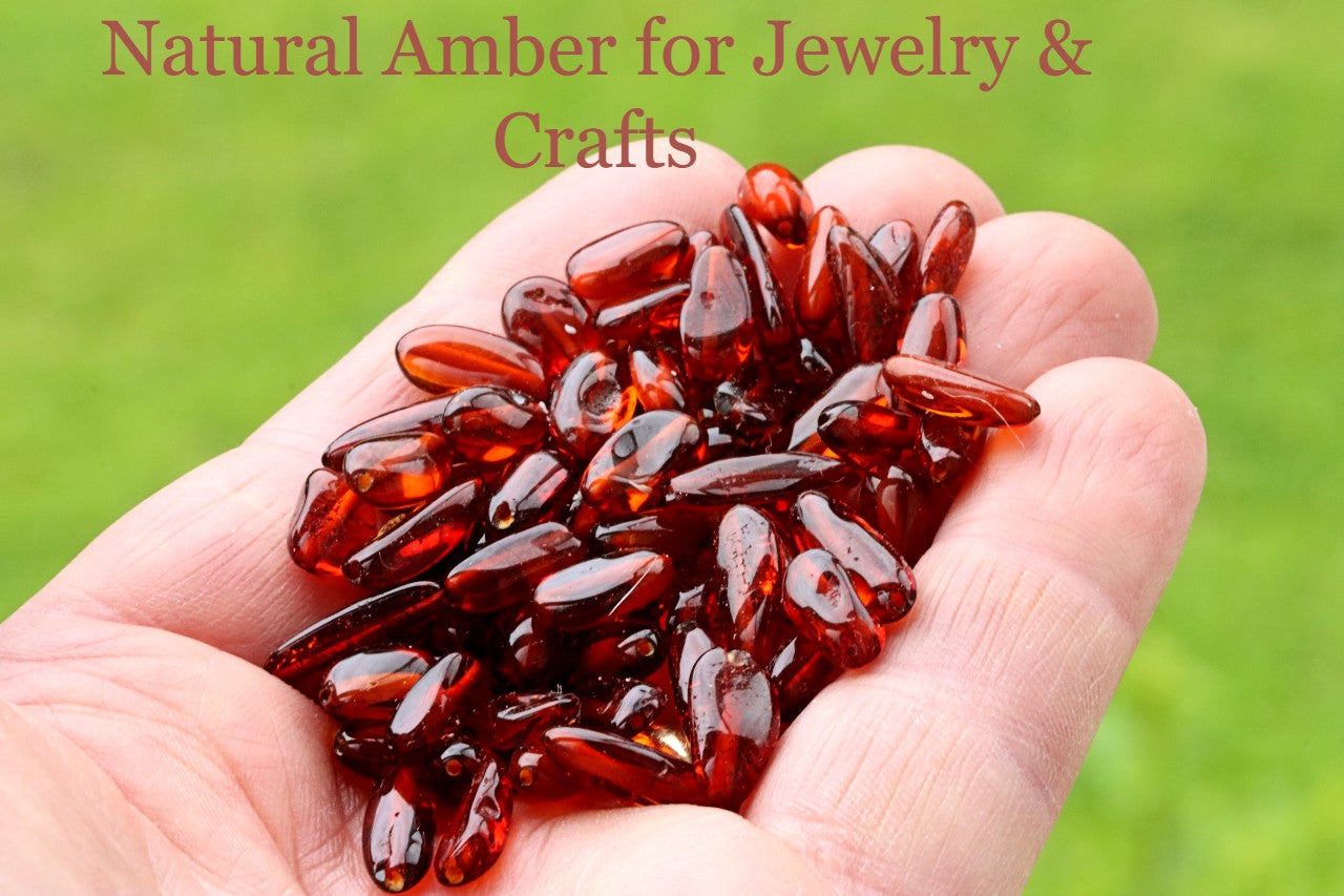 Bean-Shaped Baltic Amber Beads – Approx 75pc Set