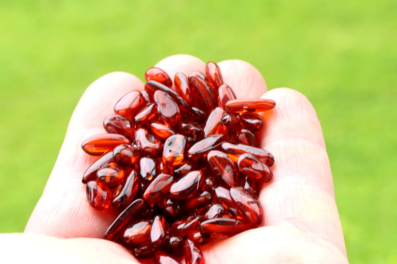 Bean-Shaped Baltic Amber Beads – Approx 75pc Set