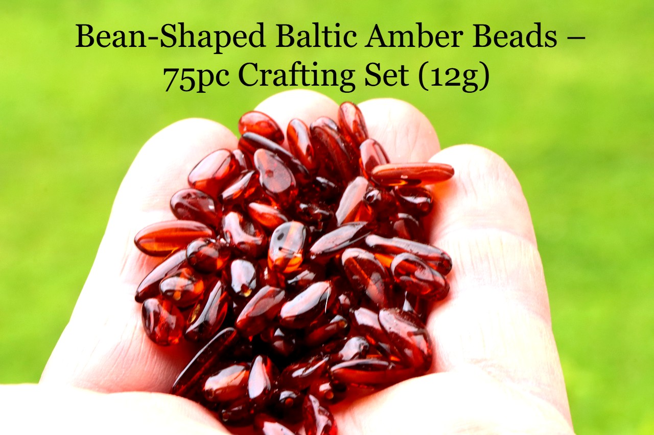 Bean-Shaped Baltic Amber Beads – Approx 75pc Set
