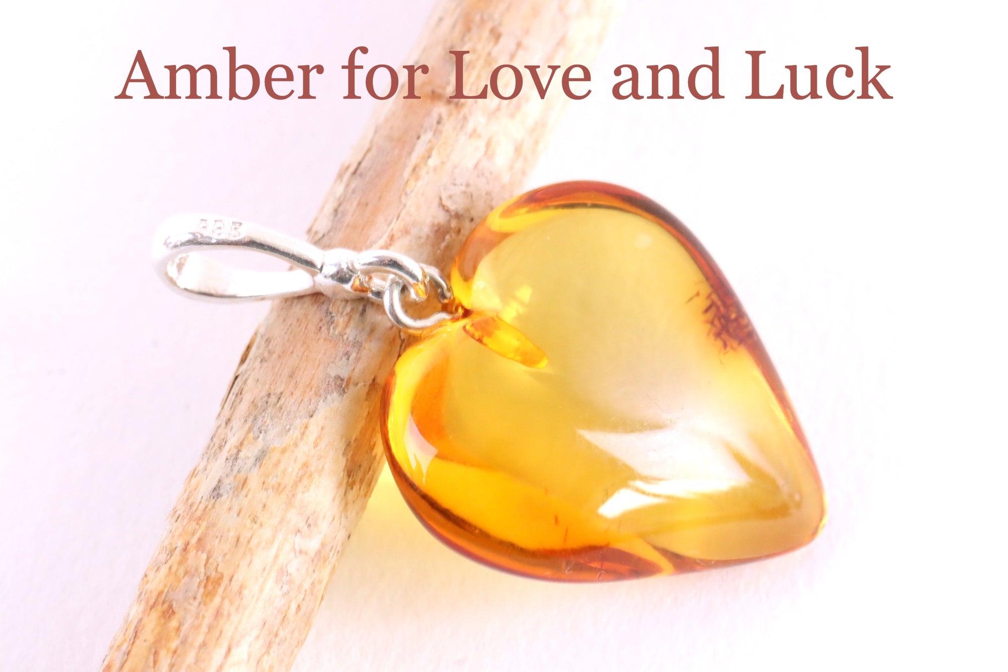 Baltic Amber Love Heart Sterling Silver Pendant