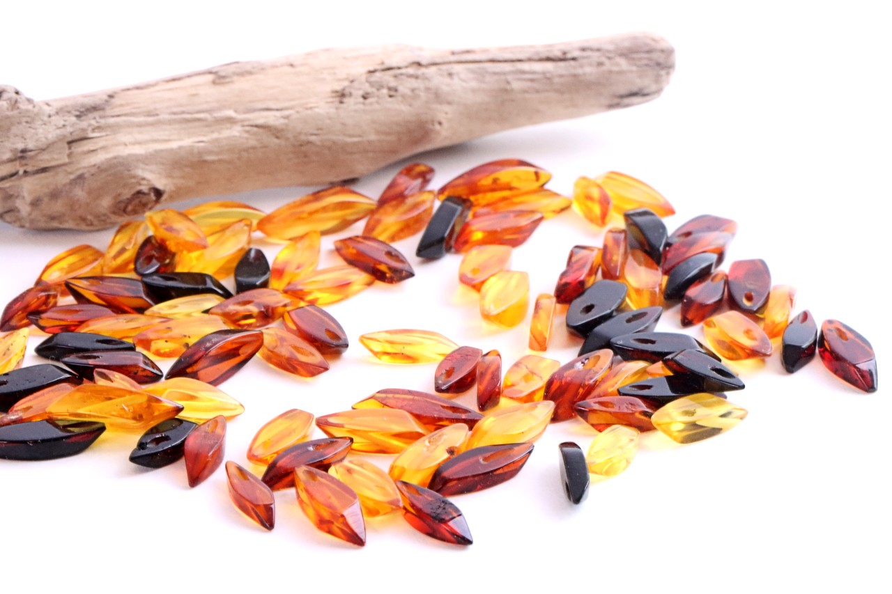 Hand-Cut Baltic Amber Beads with 1mm Holes | Diagonally Drilled Gemstones
