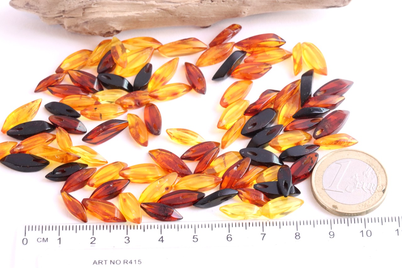 Hand-Cut Baltic Amber Beads with 1mm Holes | Diagonally Drilled Gemstones