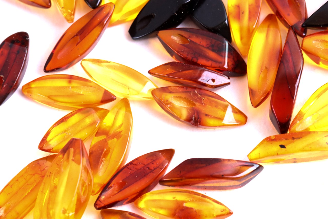 Hand-Cut Baltic Amber Beads with 1mm Holes | Diagonally Drilled Gemstones