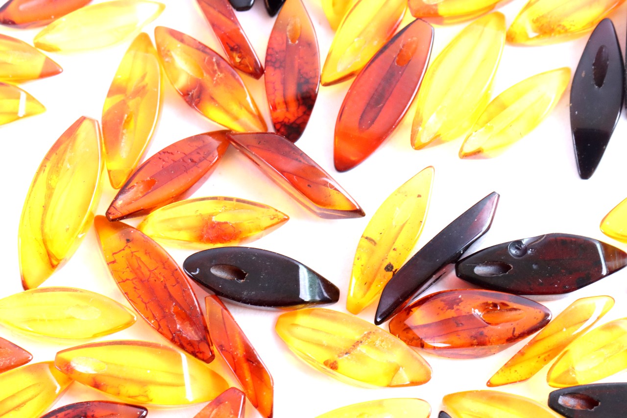 Hand-Cut Baltic Amber Beads with 1mm Holes | Diagonally Drilled Gemstones
