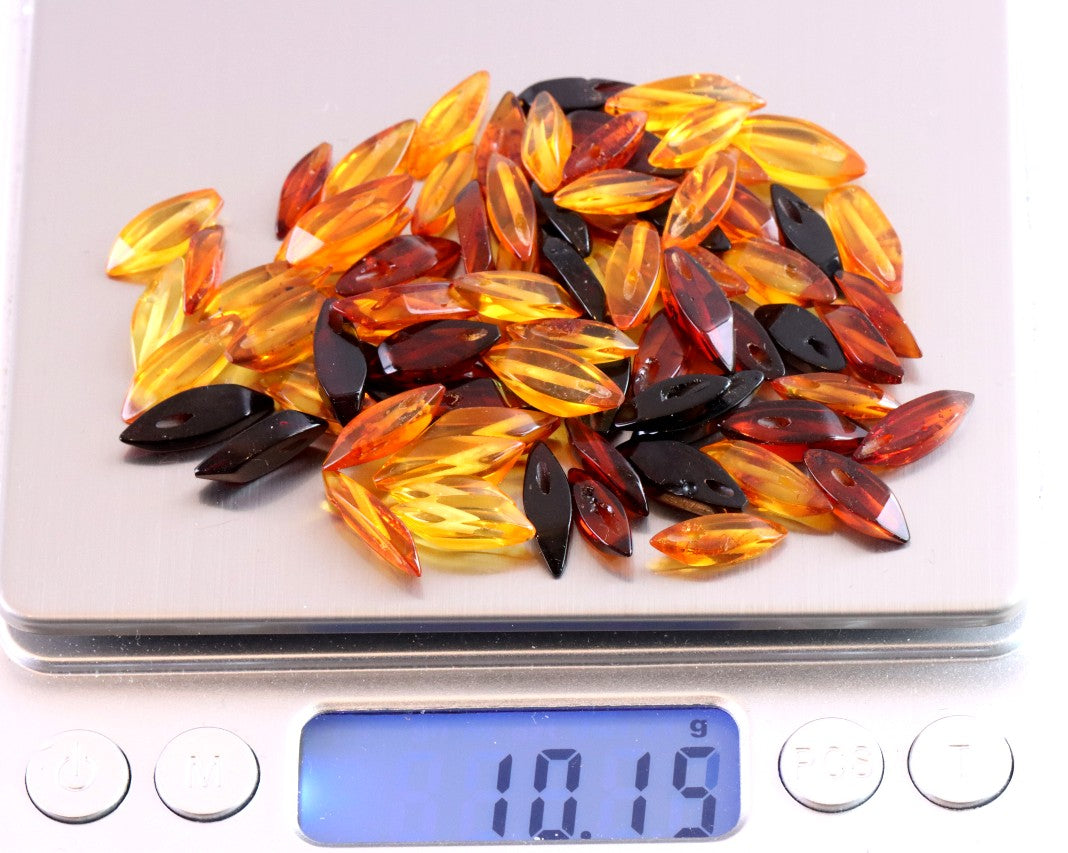 Hand-Cut Baltic Amber Beads with 1mm Holes | Diagonally Drilled Gemstones