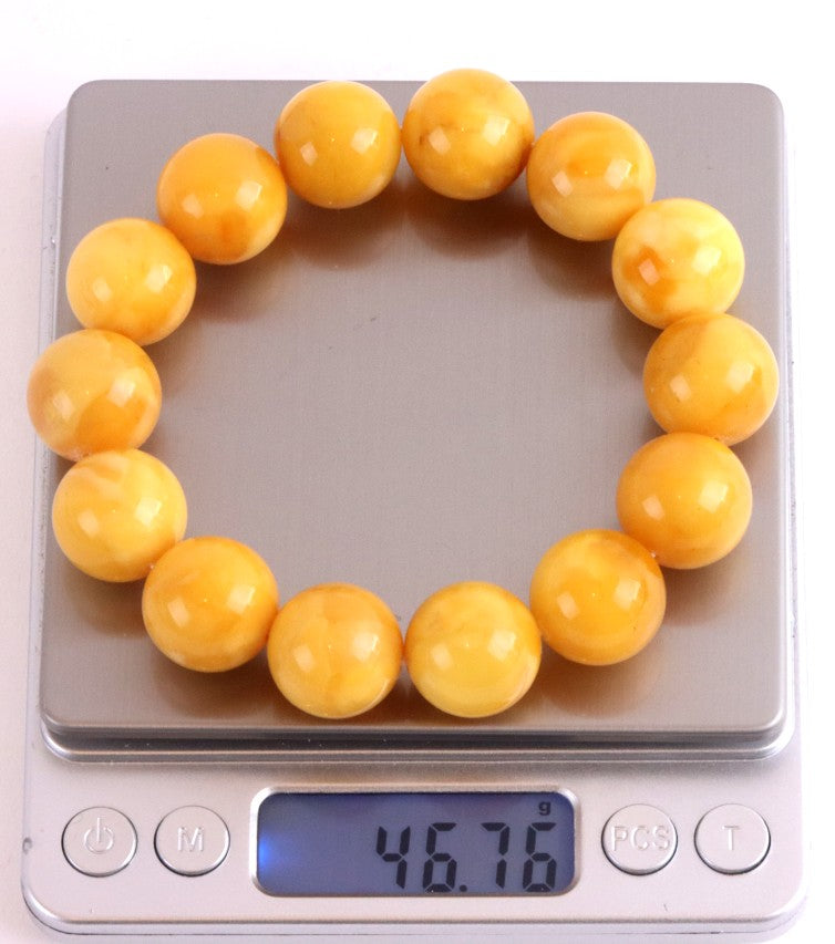 AAA Grade Beeswax Amber Beads – 14pcs, 18mm Round