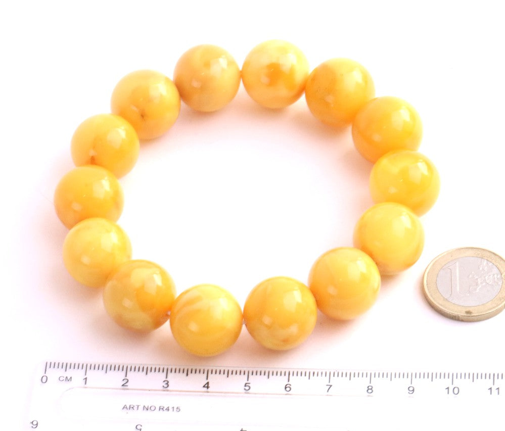 AAA Grade Beeswax Amber Beads – 14pcs, 18mm Round