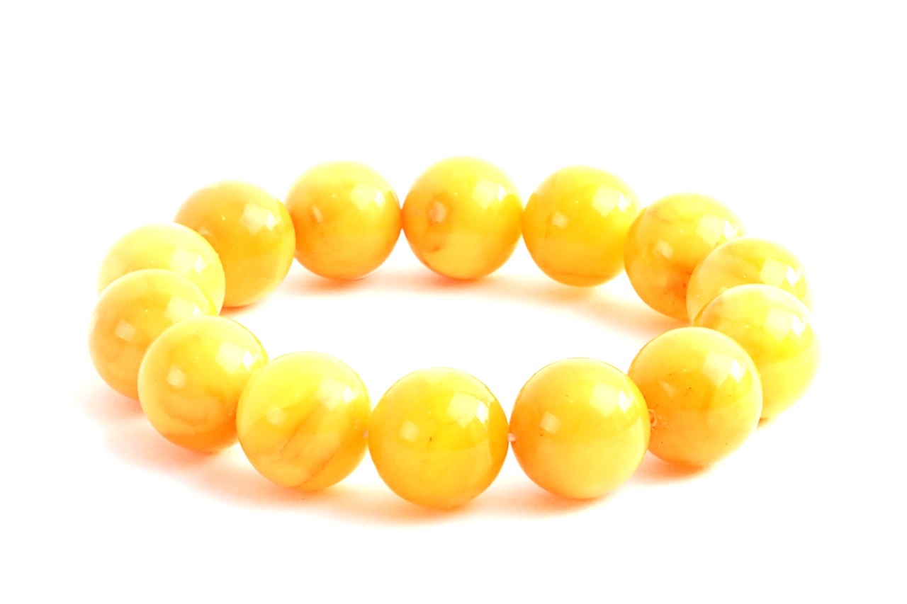 AAA Grade Beeswax Amber Beads – 14pcs, 18mm Round