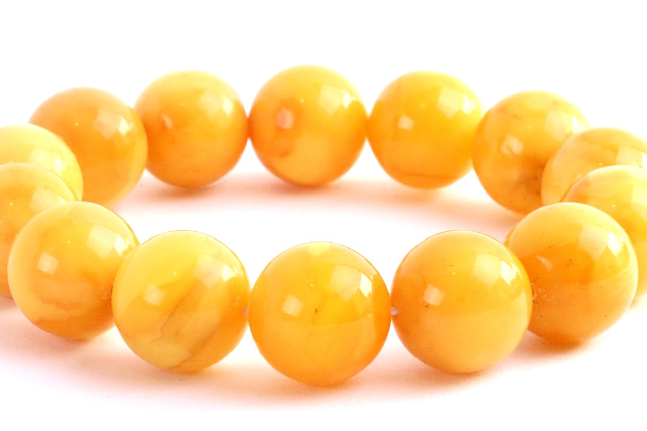 AAA Grade Beeswax Amber Beads – 14pcs, 18mm Round