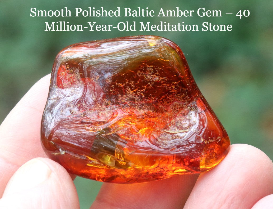 Smooth Polished Baltic Amber Gem – 40 Million-Year-Old Meditation Stone