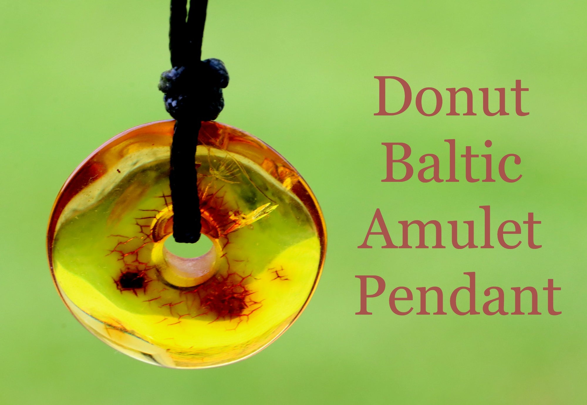 Polished Dainty Amber Donut Amulet