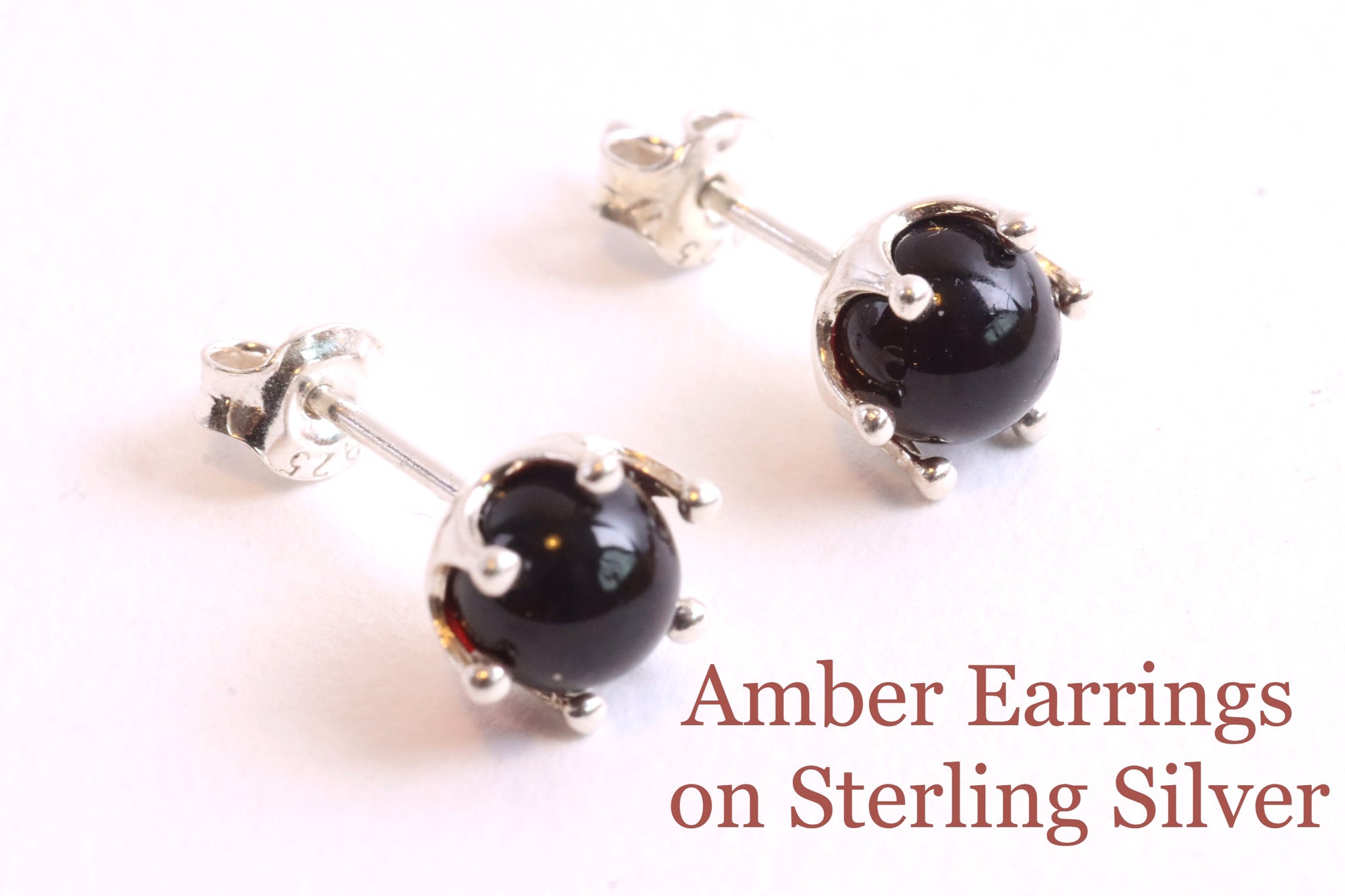 Sale - Tidy Round Stud Amber Earrings on Sterling Silver