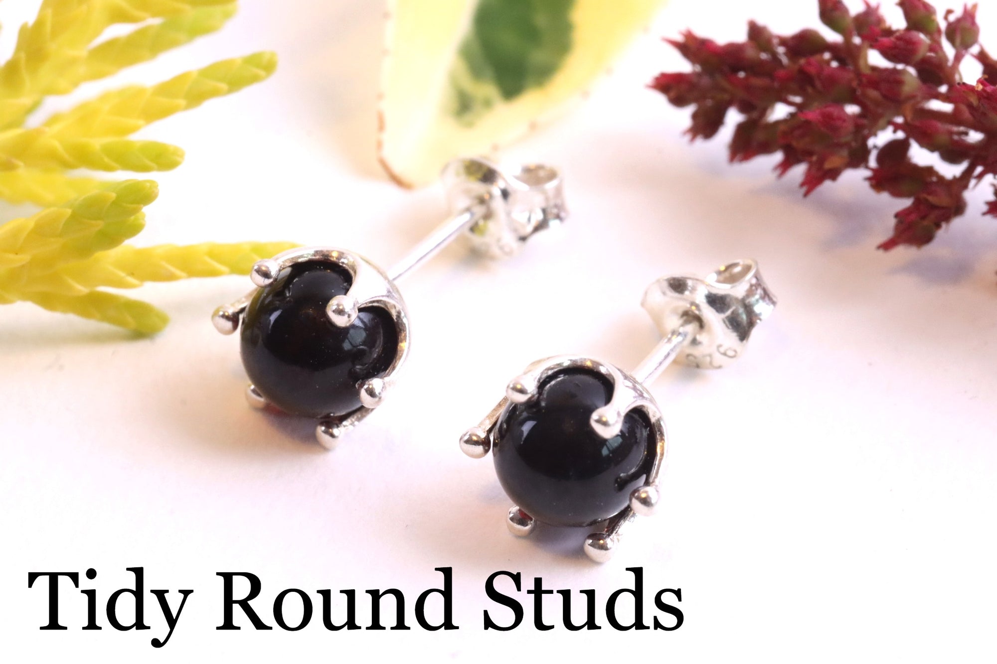 Sale - Tidy Round Stud Amber Earrings on Sterling Silver