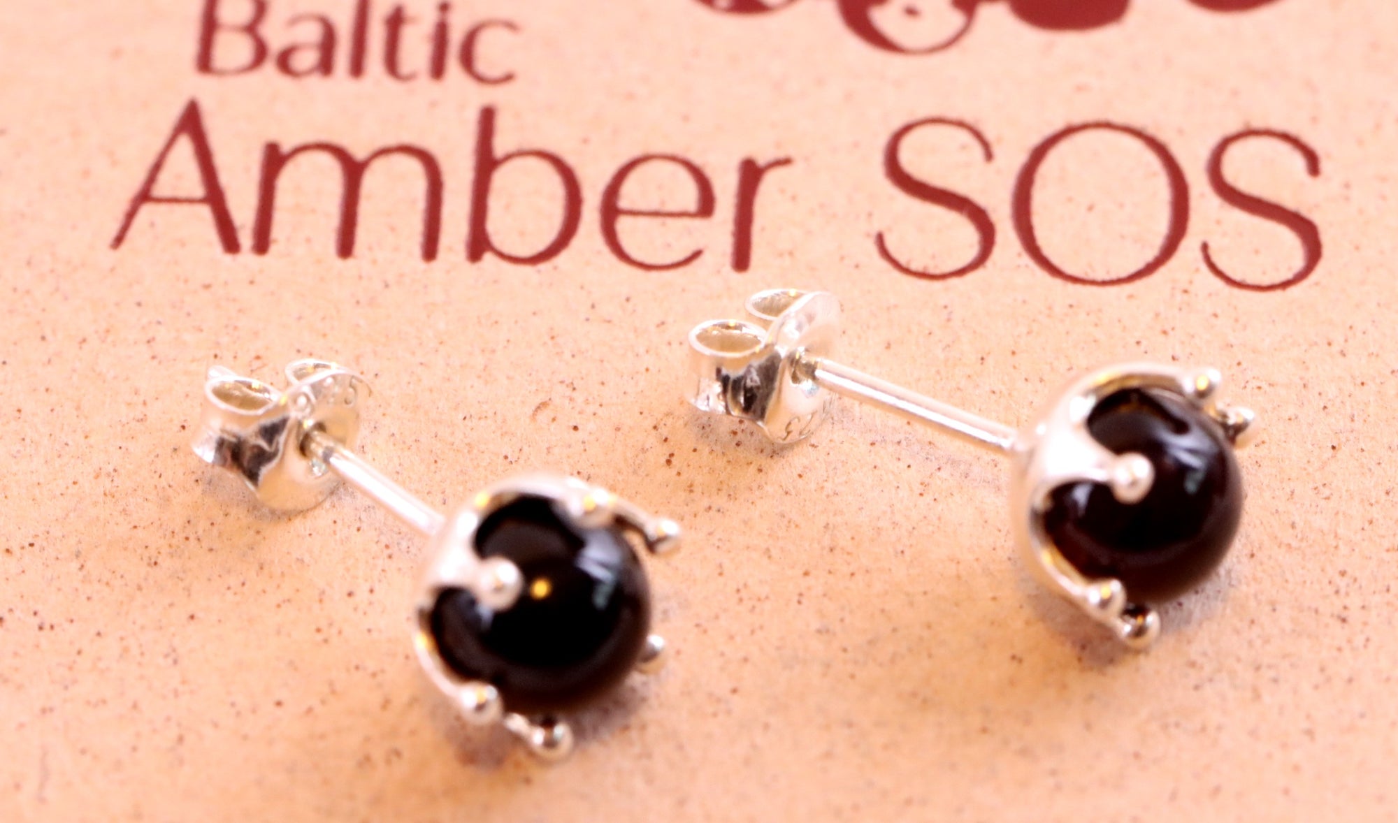 Sale - Tidy Round Stud Amber Earrings on Sterling Silver