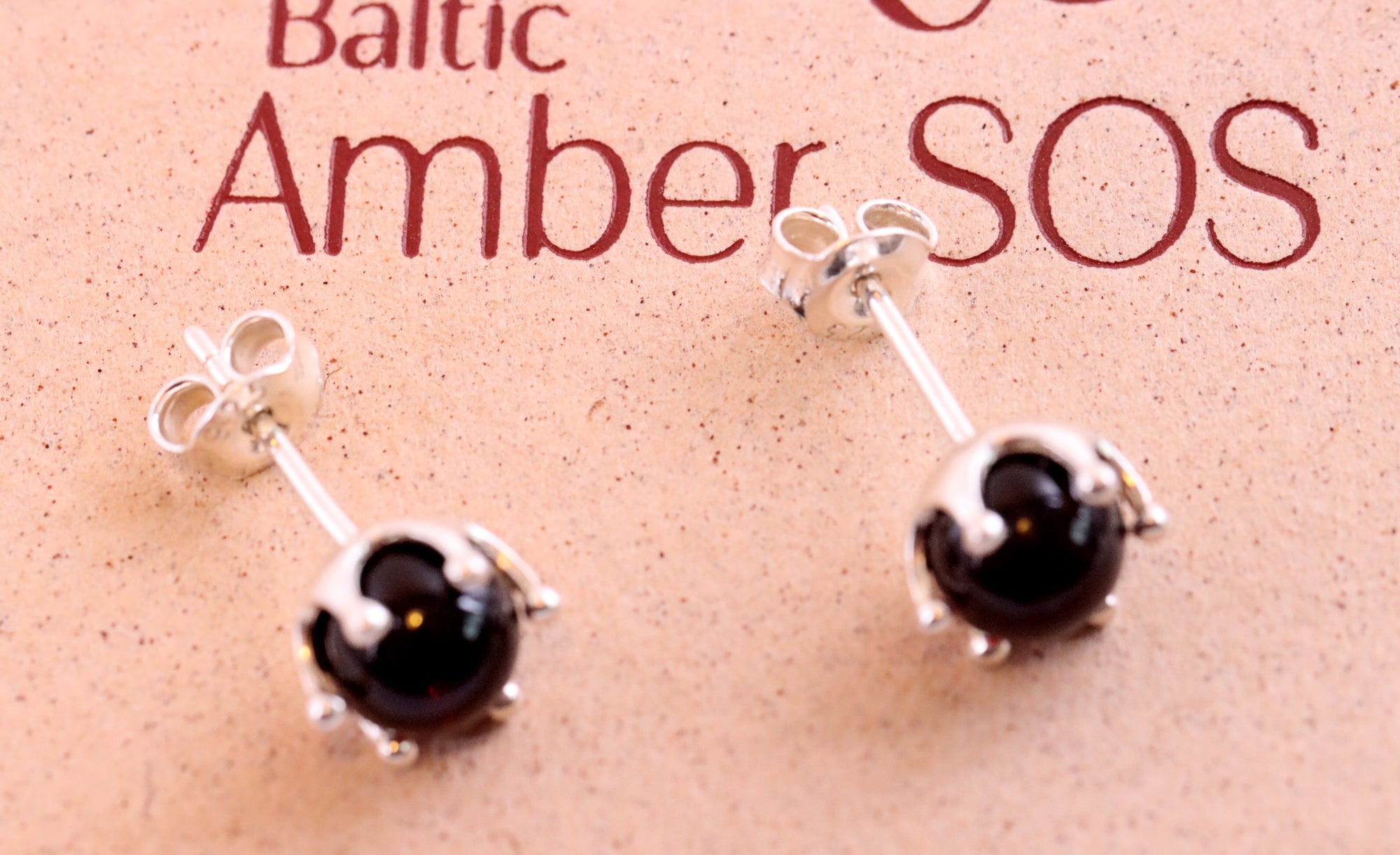 Sale - Tidy Round Stud Amber Earrings on Sterling Silver