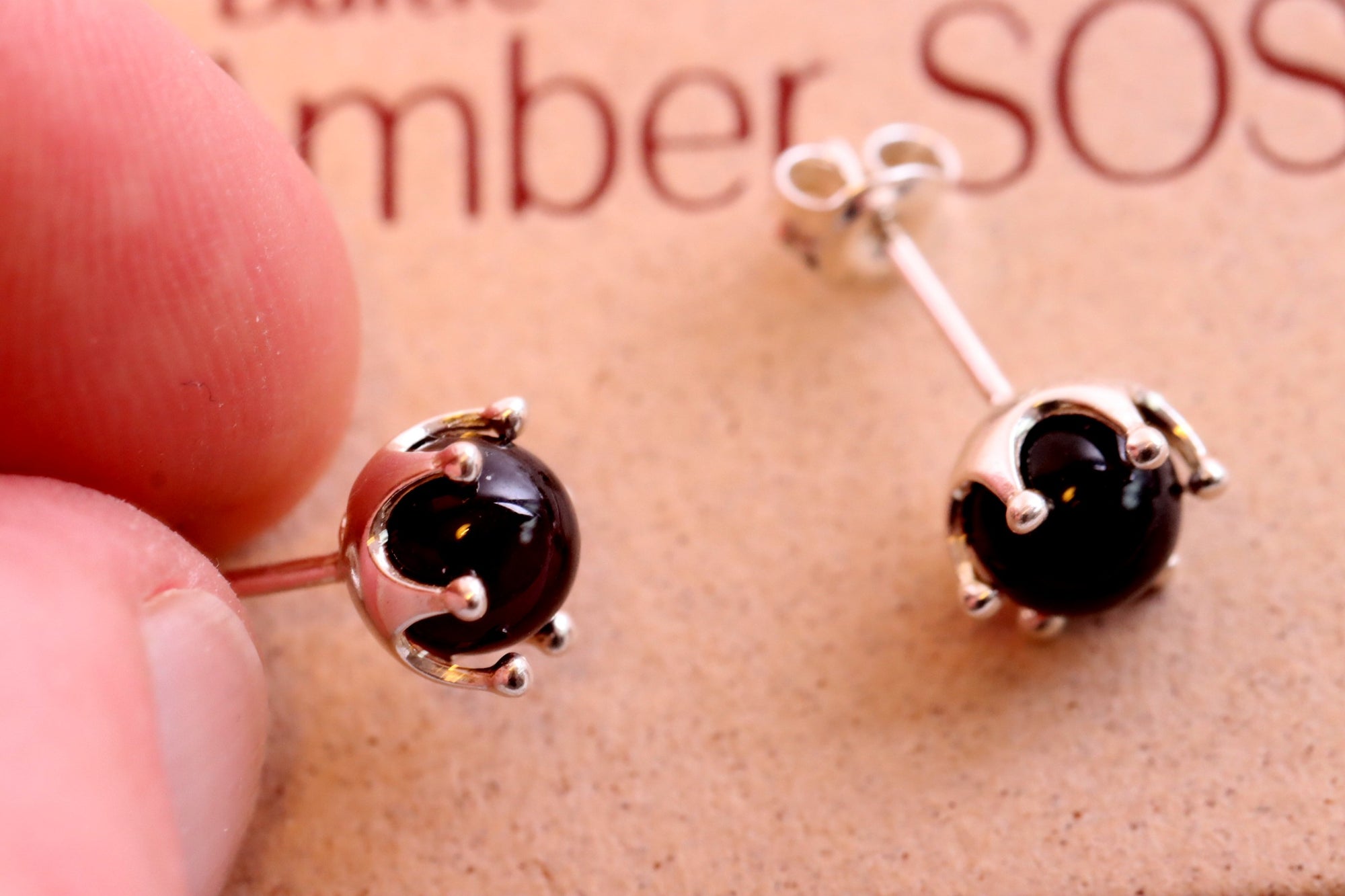 Sale - Tidy Round Stud Amber Earrings on Sterling Silver