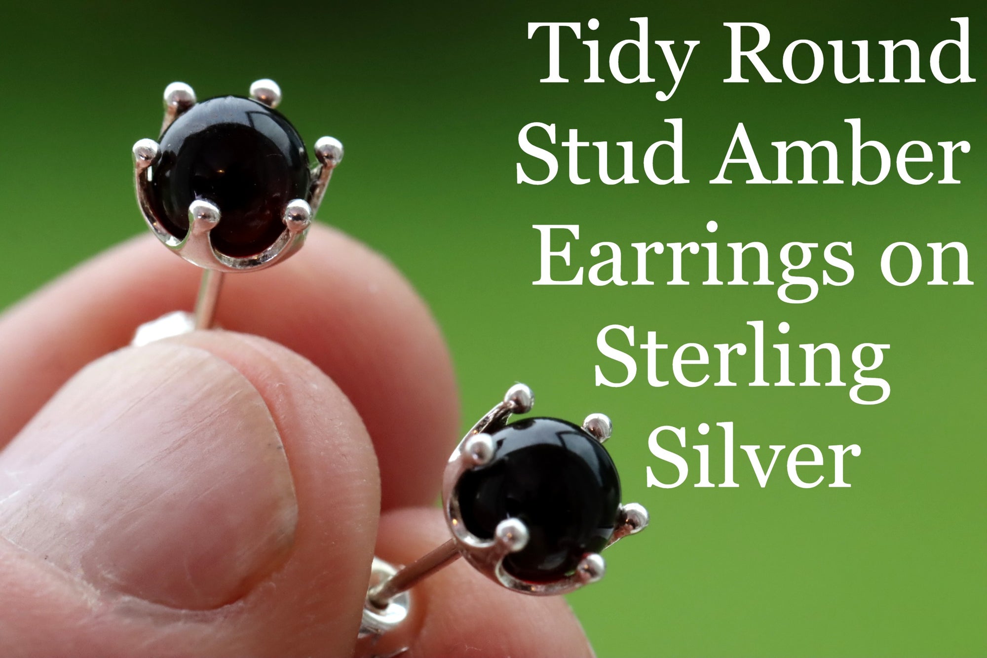 Sale - Tidy Round Stud Amber Earrings on Sterling Silver