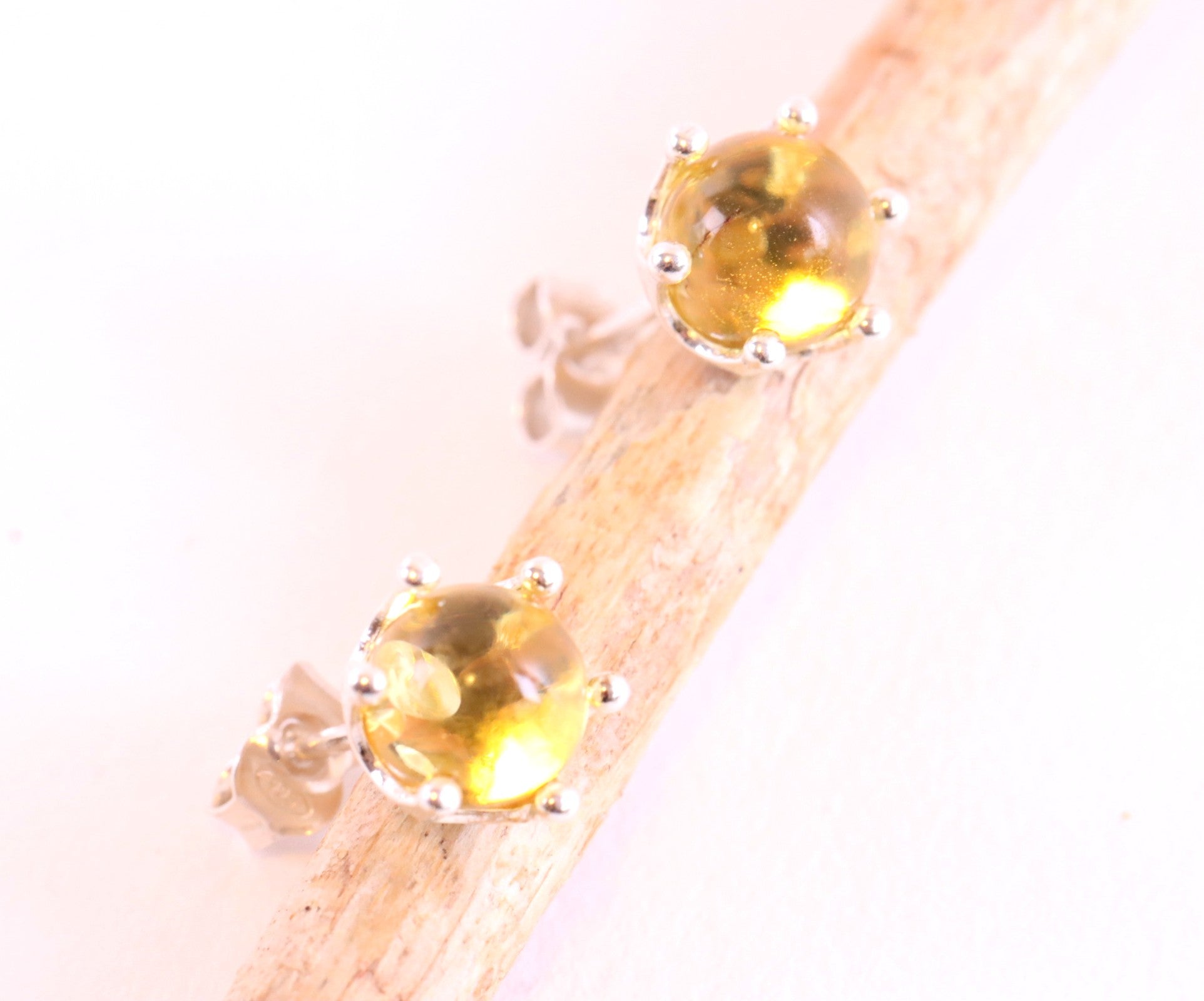 Pair of Tidy Round Amber Stud Earrings