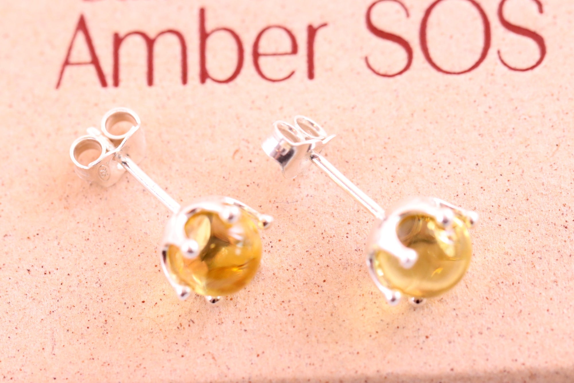 Pair of Tidy Round Amber Stud Earrings