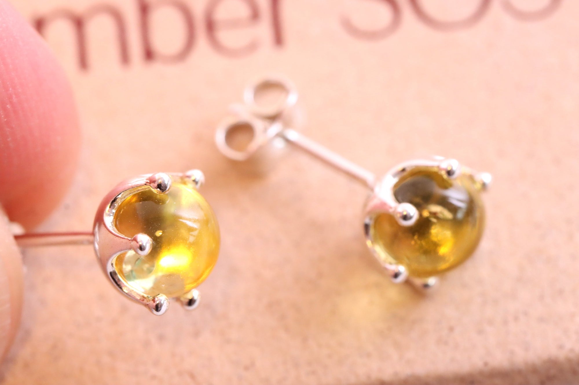 Pair of Tidy Round Amber Stud Earrings